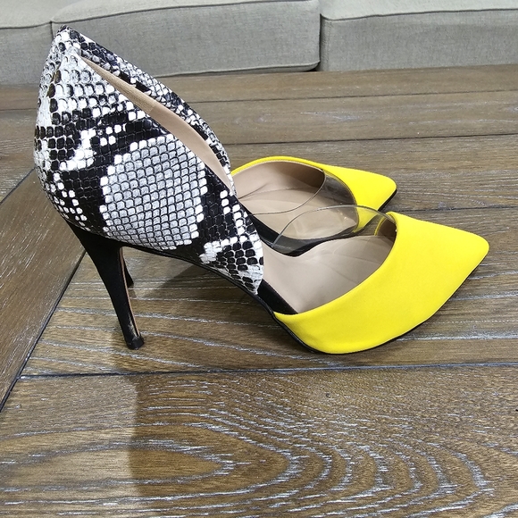 Mix Shoes - Mix No 6 Snakeskin Yellow and Clear Pumps, Size 8
